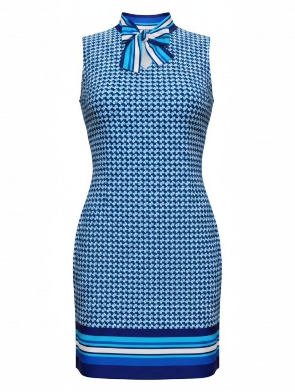 TOMMY‎ HILFIGER | Blue Mixed Print Tie-Neck Nautical Sleeveless Shift Dress | 6